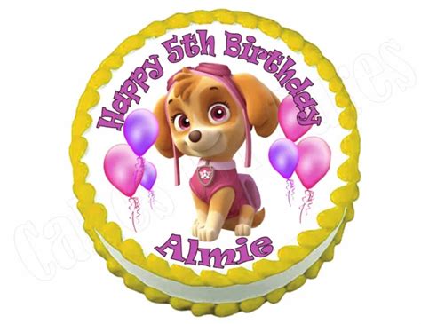 Paw Patrol Skye Round Edible Party Cake Topper Decoration Frosting
