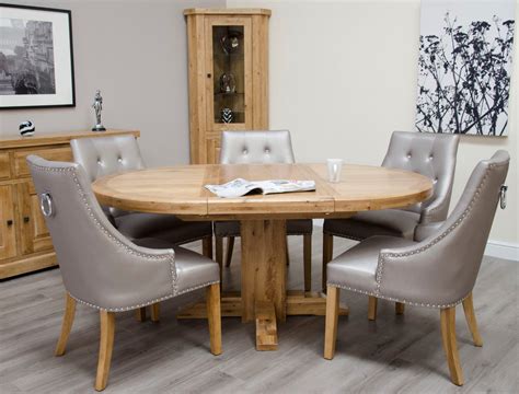 Signature Solid Oak Round Extending Dining Table 125cm 180cm