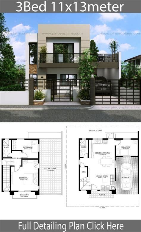 3 Bedrooms Home Design Plan 10x12m Samphoas Plansearch Philippines