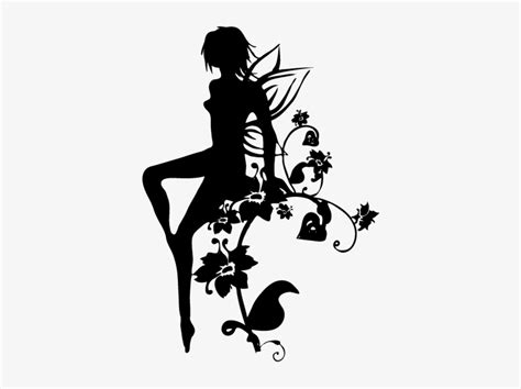 Silhouette Flower Fairy Decal Stickers Fee 374x533 Png Download