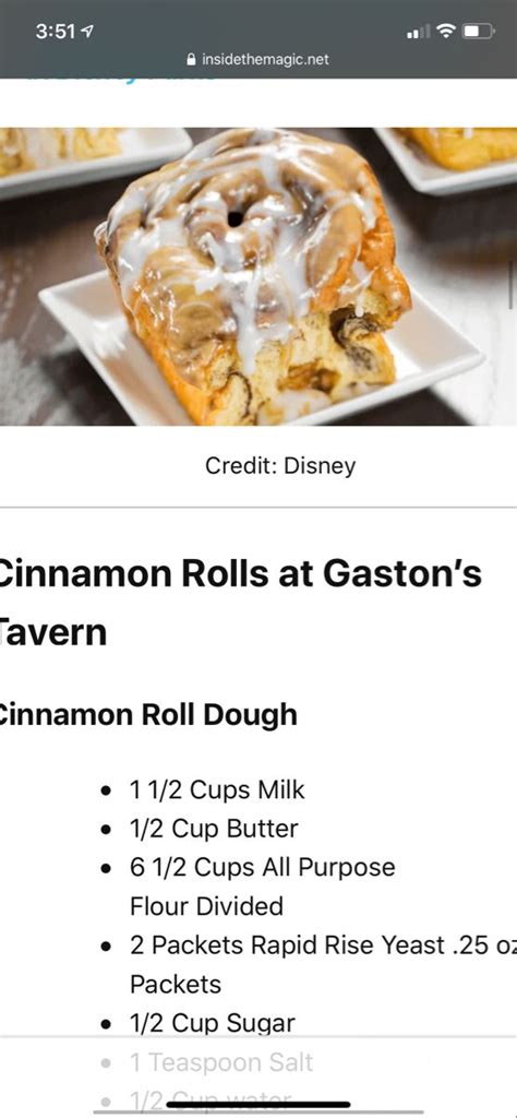 The Menu For Cinnamon Rolls At Gastons