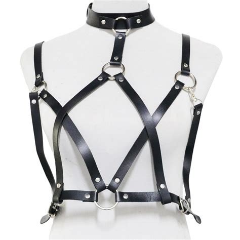 gothic harness sexy fashion punk black brown pu leather harness belt body bondage straps star