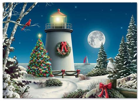 Winter Lighthouse Christmas Cards Current Catalog Christmas Art