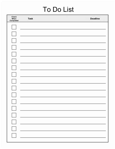 Daily Task List Template Printable Printable Templates