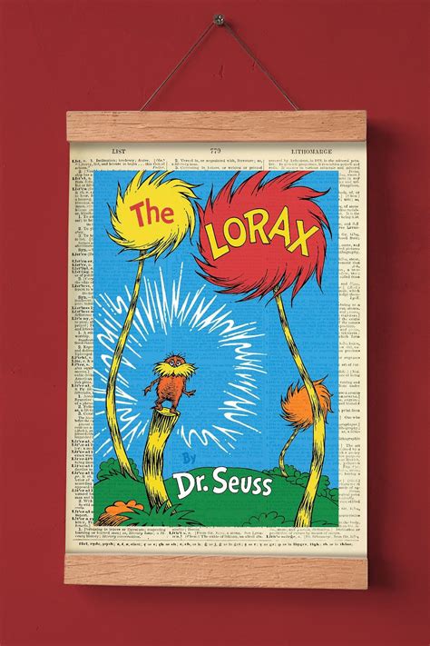 The Lorax By Uss Printable Book Cover Literary Poster Etsy Uk