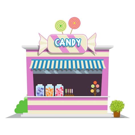 Tienda De Dulces Icono De La Tienda En El Diseño De Estilo Plano