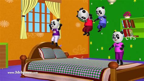 Five Little Pandas Jumping On The Bed Kids Songs 3d English