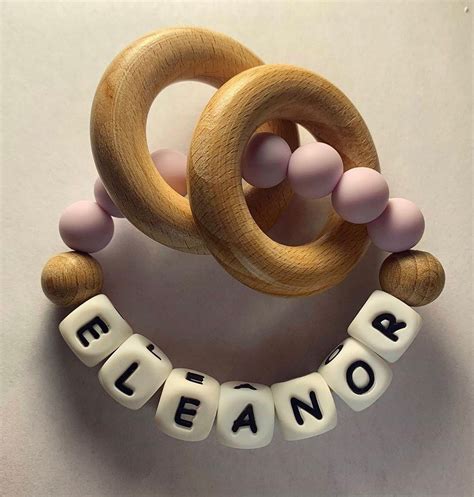 Personalized Teething Ring Made With Bpa Free Silicone Beads Etsy