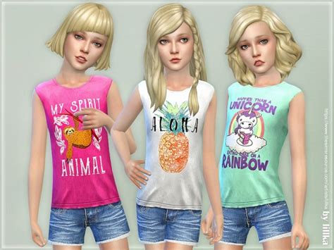 The Sims Resource Summer Print Top And Shorts 07 By Lillka • Sims 4