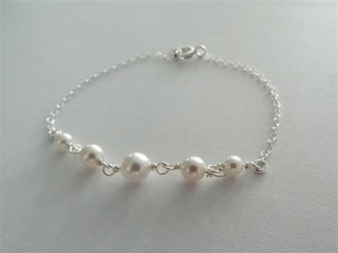 Pearl Bracelet Sterling Silver White Pearl Bridesmaid T Etsy