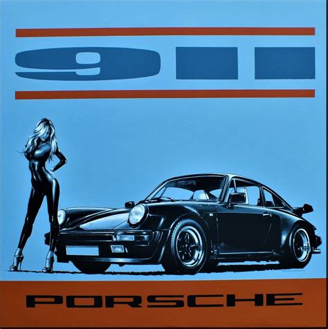 Porsche 911 Pin Up Girl Vintage Retro High Quality 17 5x17in Art Poster Ebay