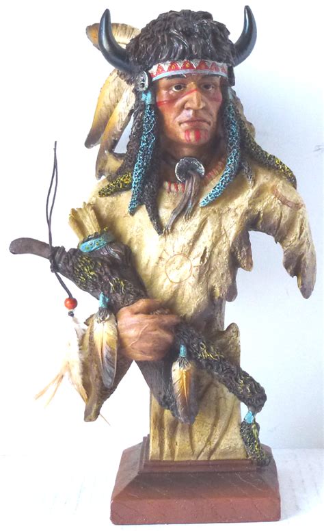 Buffalo Chief Native American Indian With Buffalo Headdress H135 Ebay