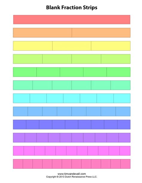 Blank Fraction Strips Tims Printables