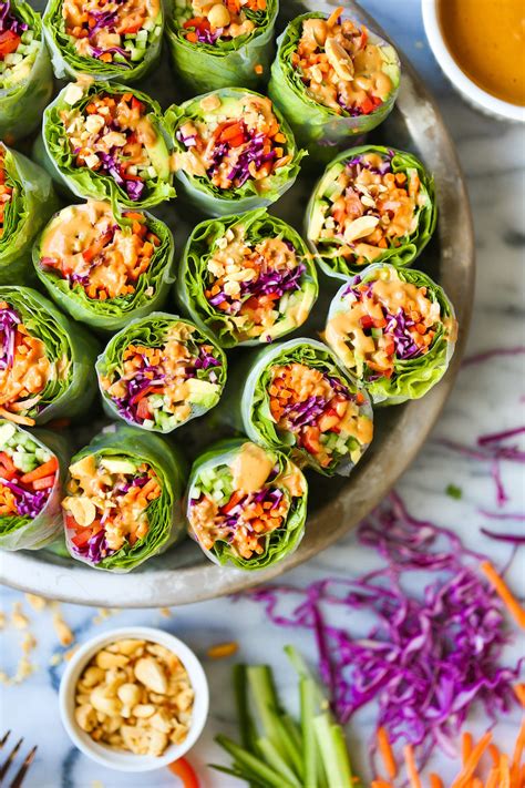 Vegetable Spring Rolls With Peanut Sauce Damn Delicious