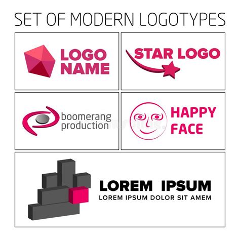 Sistema De Los Logotipos Geométricos Coloridos 3d Del Extracto Del