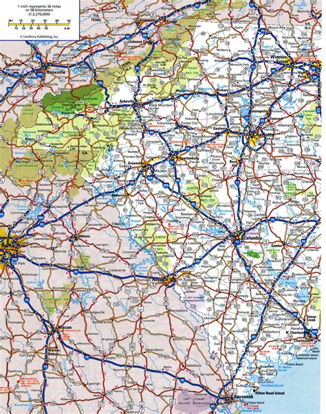 South Carolina Road Map With Distances Between Cities Highway Freeway