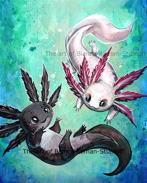 A Little Axolotl Print In 2020 Cute Fantasy Creatures Axolotl Cute Art