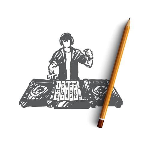Premium Vector Hand Drawn Dj And Turntables