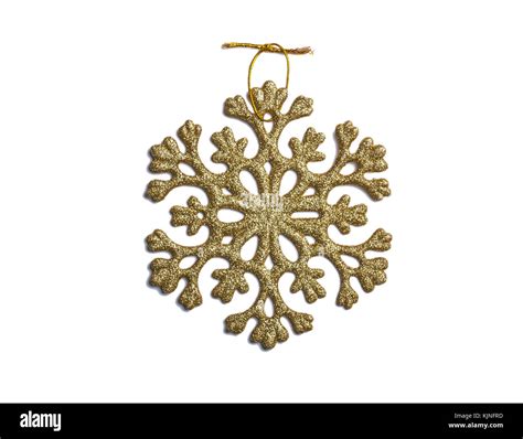 Golden Christmas Snowflake Isolated On White Background Stock Photo Alamy