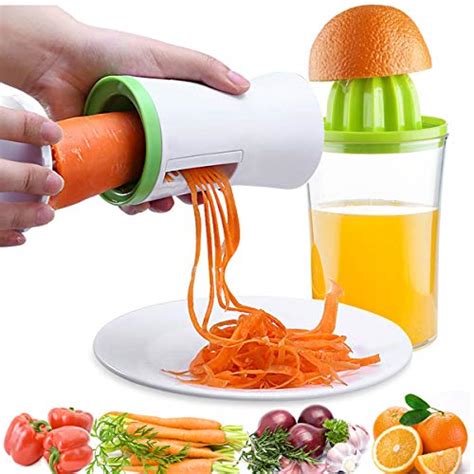 Handheld Vegetable Spiralizer And Manual Juicer 2 In 1 Kitchen Gadget