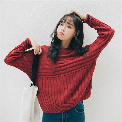 Womens Casual Sweaters Japanese Kawaii Korean Ulzzang Loose Solid Color Sweater Female Harajuku