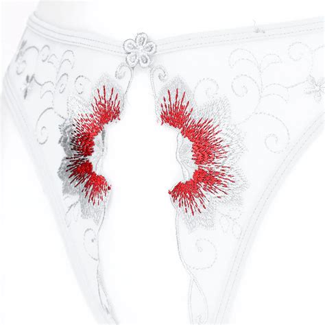 lace open crotch thong lingerie erotic underwear women mesh seethrough thongs low waist