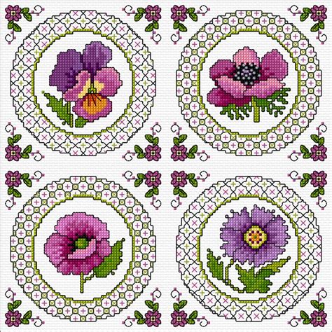 Ljt394 Blackwork Patterns With Flowers — Blackwork — Lesley Teare