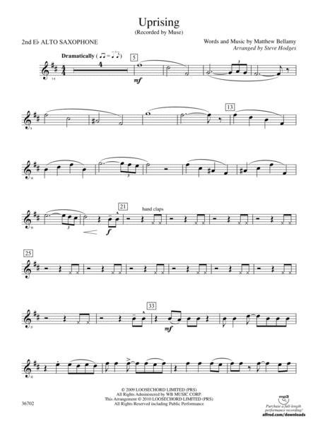 Uprising 2nd E Flat Alto Saxophone By Matthew Bellamy Digital Sheet