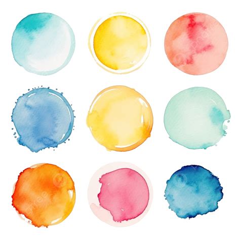 Abstract Watercolor Circles Labels Collection Acrylic Artistic Ball