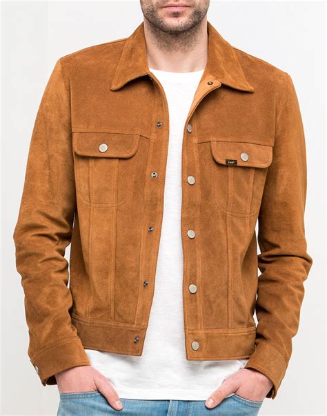 Lee Suede Rider Mens Retro 1970s Mod Western Snap Jacket In Rust