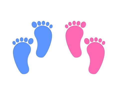 Baby Foot Print Isolated On White Background Little Boy And Girl Feet