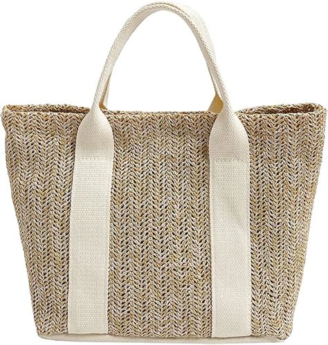 Straw Shoulder Bag Women Straw Woven Tote Straw Bag Summer Beach