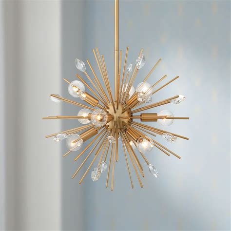 Possini Euro Design Antique Gold Sputnik Pendant Chandelier 18 Wide