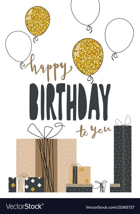 Happy Birthday Greeting Hand Drawn Modern Card Vector Image