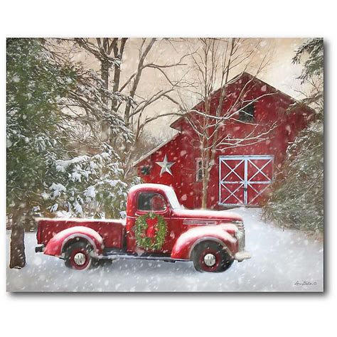 Courtside Market Barn With Truck 16 Inch X 20 Inch Canvas Wall Art