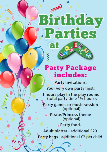 Childrens Birthday Parties At Boomerang Play Centre Bury Greater