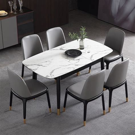 55 To 71 Modern Rectangular Extendable Dining Table With Marble