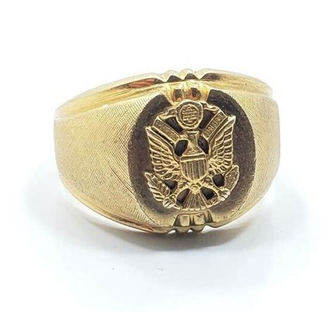 Vintage Mens 10k Yellow Gold Filled Usa Us Military Ring Size 95 Ebay