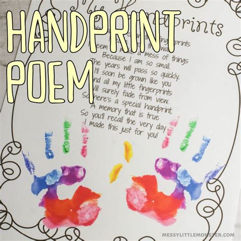 Handprint Poem Printable Handprint Poem Graduation Crafts Preschool