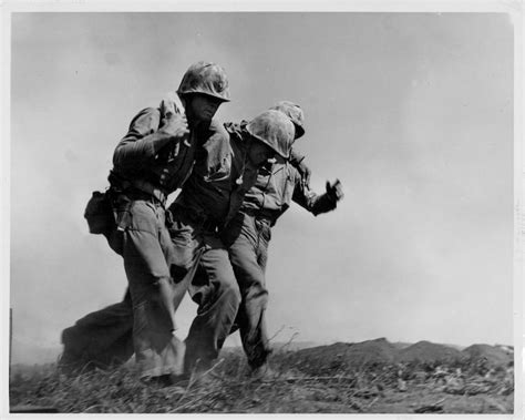 Injured Us Marines Of The 4th Division At The Battle Of Iwo Jima