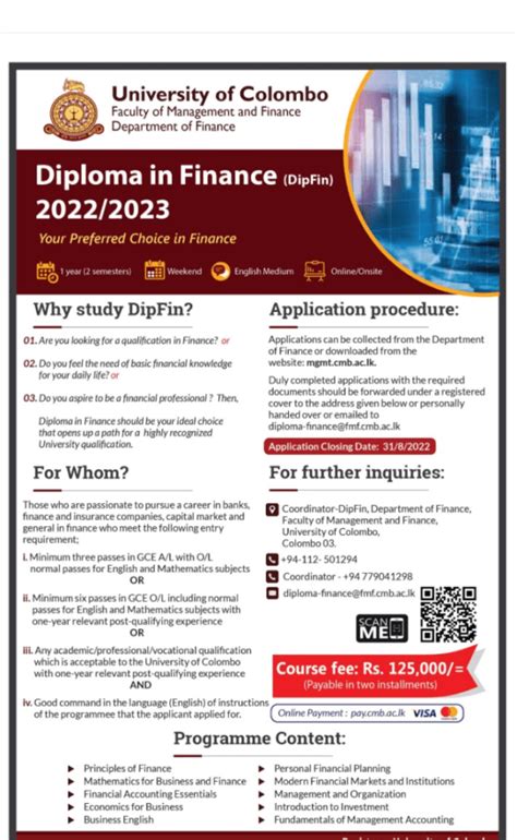 Diploma In Finance Courses 20222023 University Of Colombo