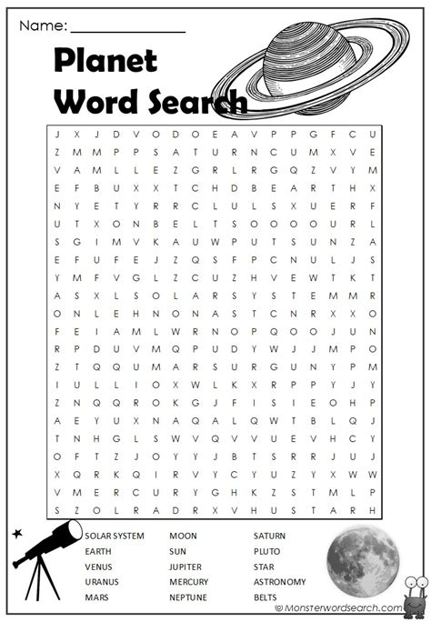 Planet Word Search Monster Word Search