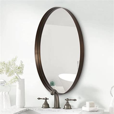 Andy Star Bronze Oval Mirror Bathroom Mirror 22x30” With Stainless