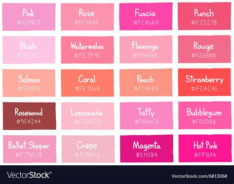 Pink Tone Color Shade Background With Pink Color Chart Color Palette Pink Hex Color Codes