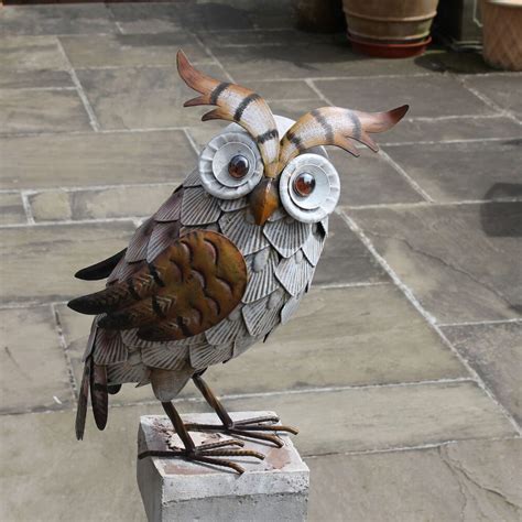 White Metal Owl Garden Ornament Gardening Ts Direct