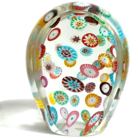 Fratelli Toso Murano Millefiori Flower Italian Art Glass Bookend Sculptures Set At 1stdibs