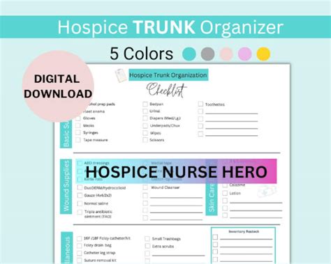 Hospice Nurse Trunk Organizer Checklist Nurse Trunk Organization