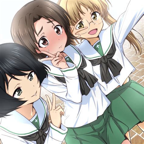 Sawa Azusa Utsugi Yuuki And Oono Aya Girls Und Panzer Drawn By