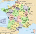 Regions and departements map of France | France map, Regions of france ...