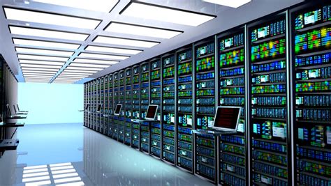 Moving Rows Of Network Servers In Datacenter Stock Footage Video